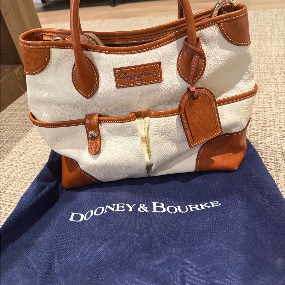 Dooney & Bourke Cream and Brown Leather Tote